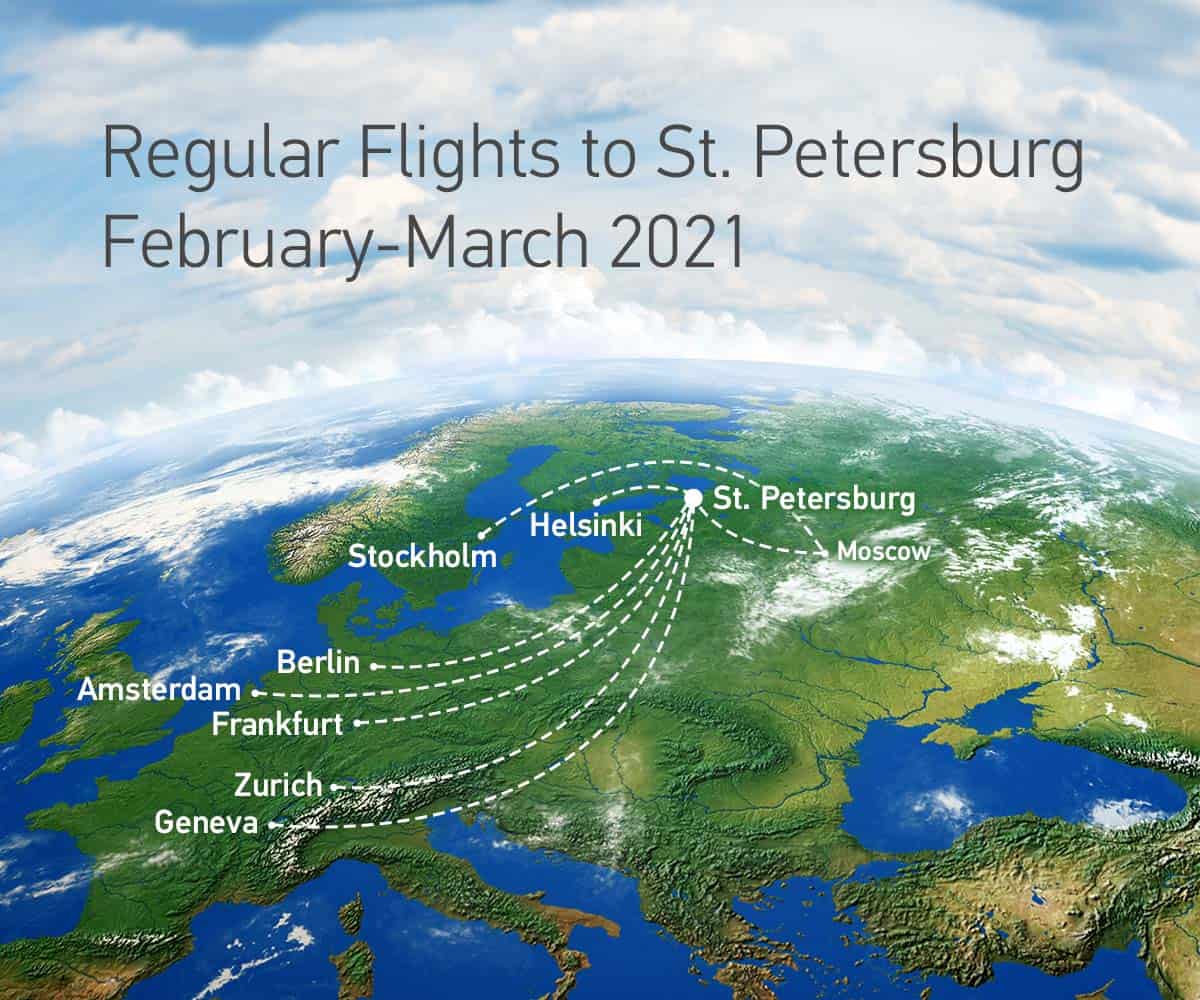 Regular Flights to St. Petersburg February-March 2021